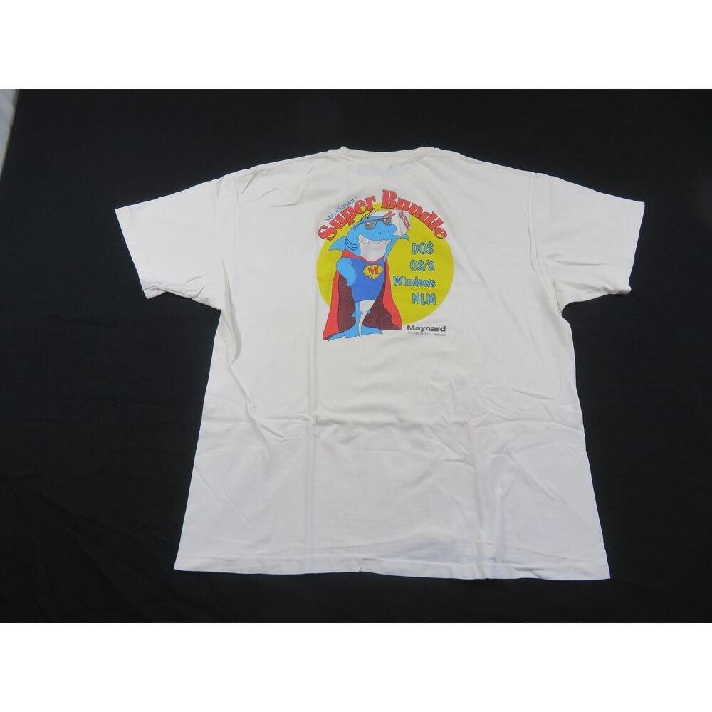Windows T-shirt, Maynard Super Bundle Shark, White Sz XL 1990s